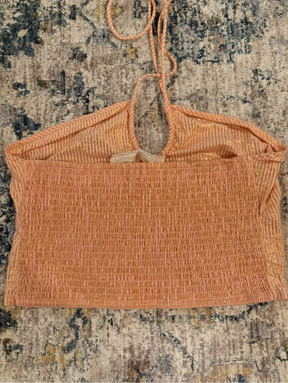 Jen's Pirate Booty Peachy Gold Shimmer Smocked Top - Picture 6 of 7